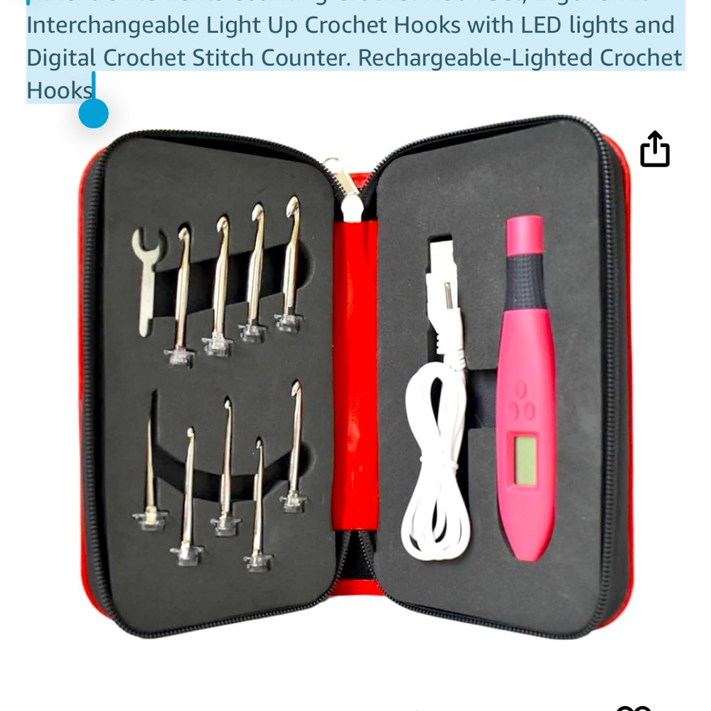 Athena’s Elements Counting Crochet Hook Set, Ergonomic Interchangeable Light